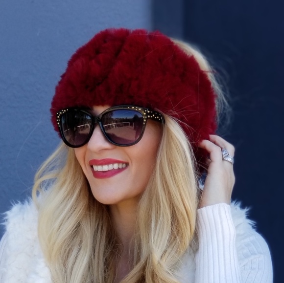 SO SOFT Faux Fur Headband - Burgundy - Picture 2 of 4